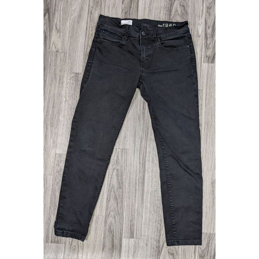 Gap 1969 Womens Size 26 Short‎ Skinny Cropped Black Denim Jeans Leggings